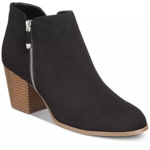 Style & Co Women's Ankle BootsSize 12 New Black‎ Suede Block Heel Clean Girl